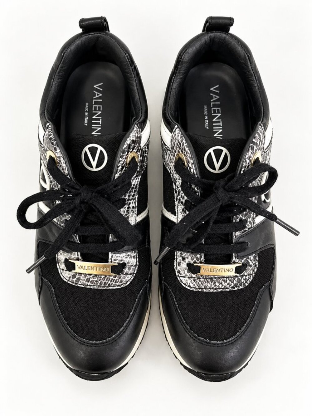 Valentino Garavani Black Silver Sneakers Size 8.5